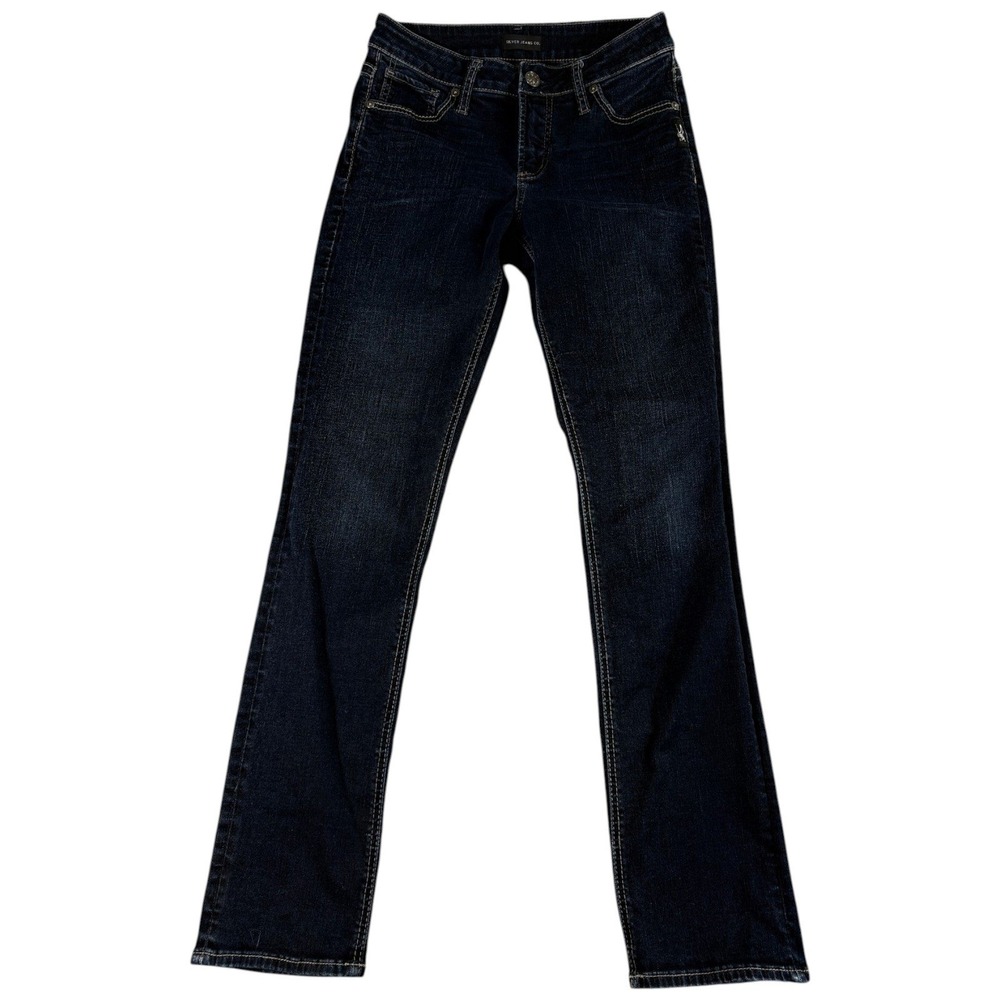 Silver Jeans Avery Straight Women 28x32 Dark Blue Denim Premium Midrise Western